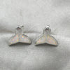 Sterling Silver Stud Earring, Fish Design, with White Opal, Polished, Silver Finish, 02.391.0011.1