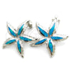 Sterling Silver Stud Earring, Star Design, with Bermuda Blue Opal, Polished, Silver Finish, 02.391.0012