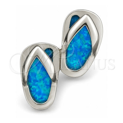 Sterling Silver Fancy Pendant, Shoes Design, with Bermuda Blue Opal, Polished, Silver Finish, 05.391.0002