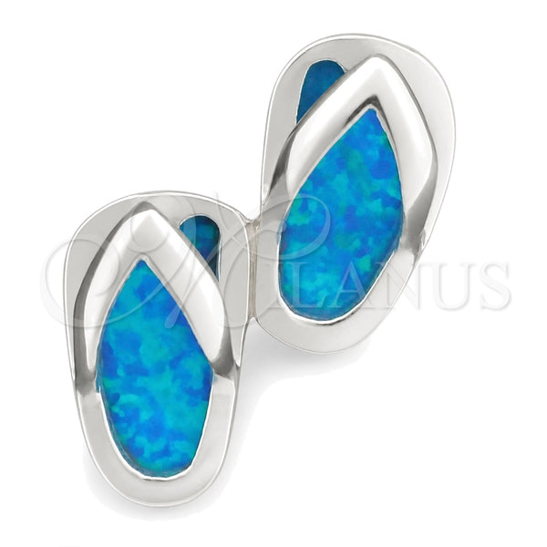 Sterling Silver Fancy Pendant, Shoes Design, with Bermuda Blue Opal, Polished, Silver Finish, 05.391.0002