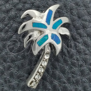 Sterling Silver Pendant — Fancy Pendant Palm Tree Design with Bermuda Blue — main product view — SKU 147649 | Plata 925 dije — elegante Pendant Palm Tree diseño with Bermuda Blue — SKU 147649
