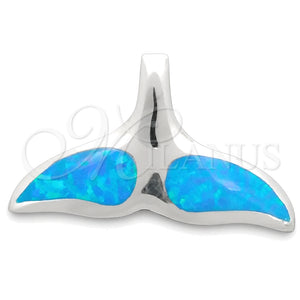 Sterling Silver Fancy Pendant, Fish Design, with Bermuda Blue Opal, Polished, Silver Finish, 05.391.0005