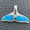 Sterling Silver Fancy Pendant, Fish Design, with Bermuda Blue Opal, Polished, Silver Finish, 05.391.0005
