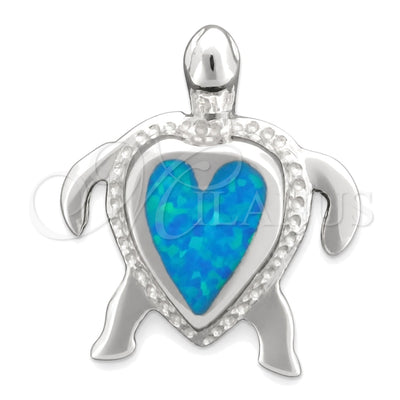 Sterling Silver Fancy Pendant, Turtle Design, with Bermuda Blue Opal, Polished, Silver Finish, 05.391.0006 for wholesale, main product view