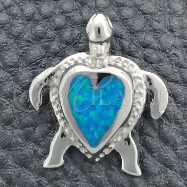 Sterling Silver Pendant — Fancy Pendant Turtle Design with Bermuda Blue Opal — main product view — SKU 147652 | Plata 925 dije — elegante Pendant Turtle diseño with Bermuda Blue Opal — SKU 147652