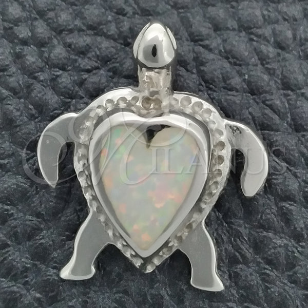 Sterling Silver Pendant — Fancy Pendant Turtle Design with White Opal Polished — main product view — SKU 147653 | Plata 925 dije — elegante Pendant Turtle diseño with blanco Opal pulido — SKU 147653