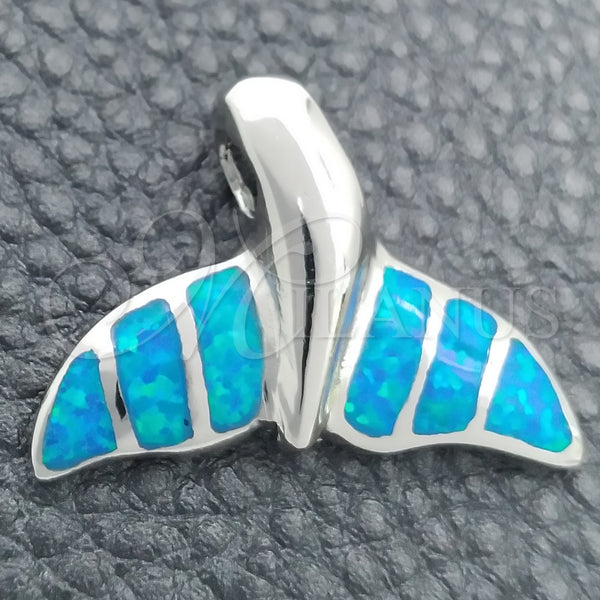 Sterling Silver Pendant — Fancy Pendant Fish Design with Bermuda Blue Opal — main product view — SKU 147654 | Plata 925 dije — elegante Pendant Fish diseño with Bermuda Blue Opal — SKU 147654
