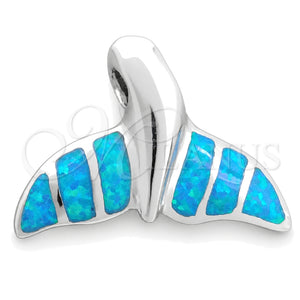Sterling Silver Fancy Pendant, Fish Design, with Bermuda Blue Opal, Polished, Silver Finish, 05.391.0007