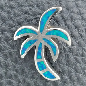 Sterling Silver Pendant — Fancy Pendant Palm Tree Design with Bermuda Blue — main product view — SKU 147656 | Plata 925 dije — elegante Pendant Palm Tree diseño with Bermuda Blue — SKU 147656