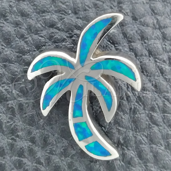 Sterling Silver Pendant — Fancy Pendant Palm Tree Design with Bermuda Blue — main product view — SKU 147656 | Plata 925 dije — elegante Pendant Palm Tree diseño with Bermuda Blue — SKU 147656