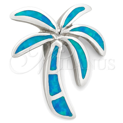 Sterling Silver Fancy Pendant, Palm Tree Design, with Bermuda Blue Opal, Polished, Silver Finish, 05.391.0009 for wholesale, main product view