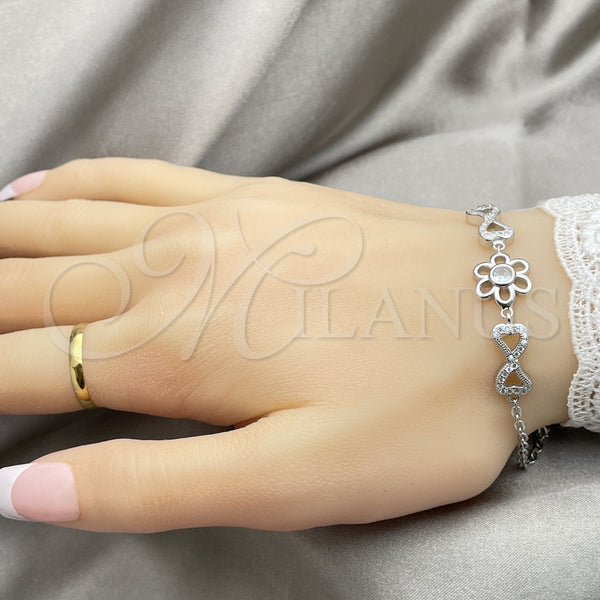 Sterling Silver Bracelet — Fancy Bracelet Flower Design with White Cubic Zirconia — alternate product view — SKU 147660 | Plata 925 brazalete — elegante Bracelet flor diseño with blanco Cubic Zirconia — SKU 147660