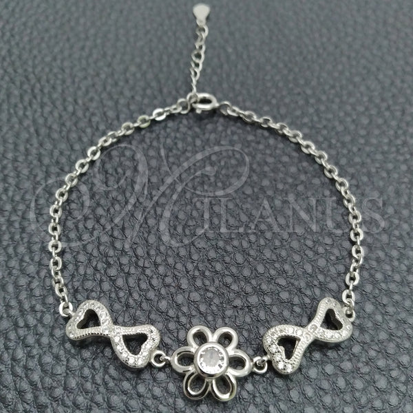 Sterling Silver Bracelet — Fancy Bracelet Flower Design with White Cubic Zirconia — main product view — SKU 147660 | Plata 925 brazalete — elegante Bracelet flor diseño with blanco Cubic Zirconia — SKU 147660