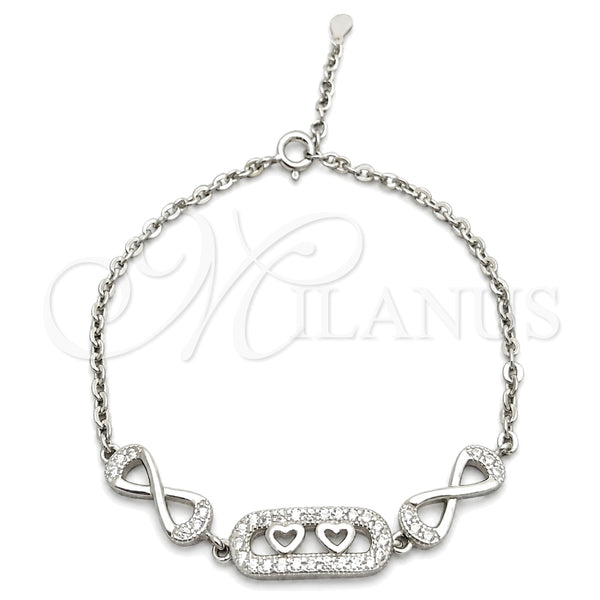 Sterling Silver Bracelet — Fancy Bracelet Heart Design with White Cubic Zirconia — main product view — SKU 147661 | Plata 925 brazalete — elegante Bracelet corazón diseño with blanco Cubic Zirconia — SKU 147661