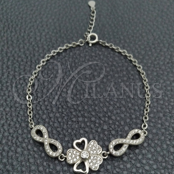 Sterling Silver Bracelet — Fancy Bracelet Flower Design with White Cubic Zirconia — main product view — SKU 147662 | Plata 925 brazalete — elegante Bracelet flor diseño with blanco Cubic Zirconia — SKU 147662