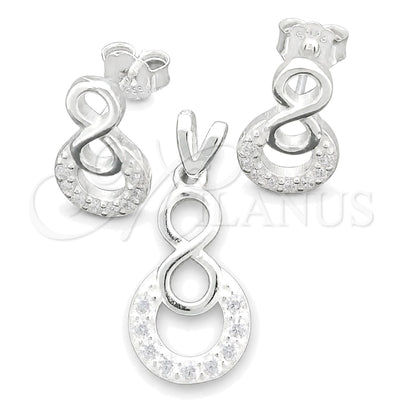 Sterling Silver Earring and Pendant Adult Set, Infinite Design, Polished, Silver Finish, 10.398.0017 for wholesale, main product view