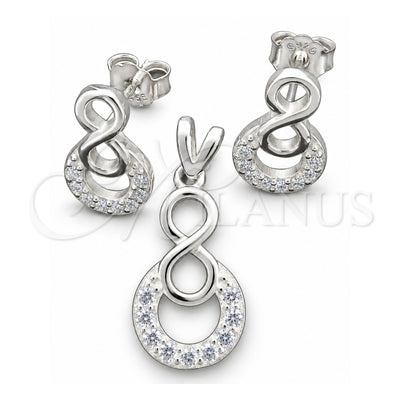 Sterling Silver Earring and Pendant Adult Set, Infinite Design, Polished, Silver Finish, 10.398.0017