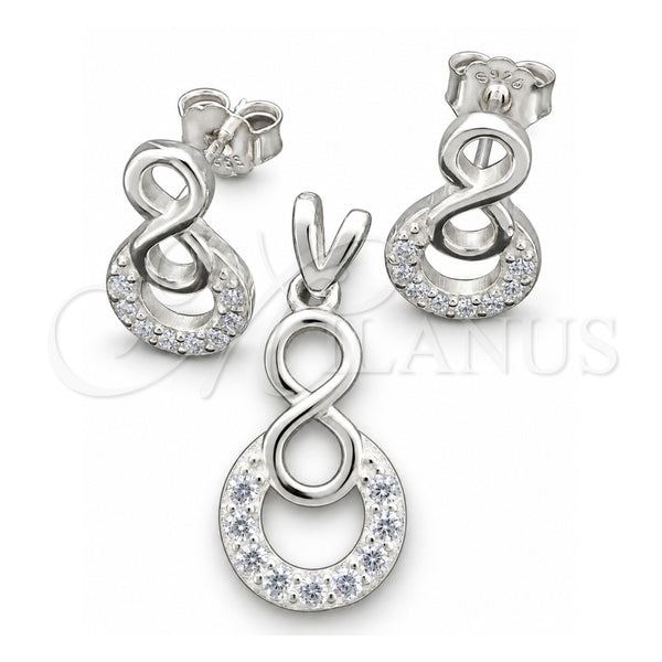 Sterling Silver Earring and Pendant Adult Set, Infinite Design, Polished, Silver Finish, 10.398.0017