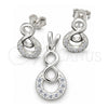 Sterling Silver Earring and Pendant Adult Set, Infinite Design, Polished, Silver Finish, 10.398.0017