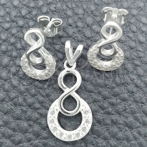 Sterling Silver Ring — Earring and Pendant Adult Set Infinite Design Polished — main product view — SKU 147664 | Plata 925 anillo — Earring and Pendant Adult Set Infinite diseño pulido — SKU 147664