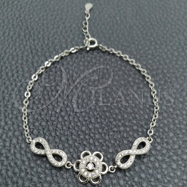 Sterling Silver Bracelet — Fancy Bracelet Flower Design with White Cubic Zirconia — main product view — SKU 147667 | Plata 925 brazalete — elegante Bracelet flor diseño with blanco Cubic Zirconia — SKU 147667