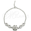 Sterling Silver Fancy Bracelet, Flower Design, with White Cubic Zirconia, Polished, Silver Finish for wholesale, main product view