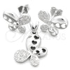 Sterling Silver Earring and Pendant Adult Set, Butterfly Design, Polished, Silver Finish, 10.398.0019