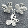 Sterling Silver Earring and Pendant Adult Set, Butterfly Design, Polished, Silver Finish, 10.398.0019