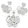Sterling Silver Earring and Pendant Adult Set, Butterfly Design, Polished, Silver Finish, 10.398.0020