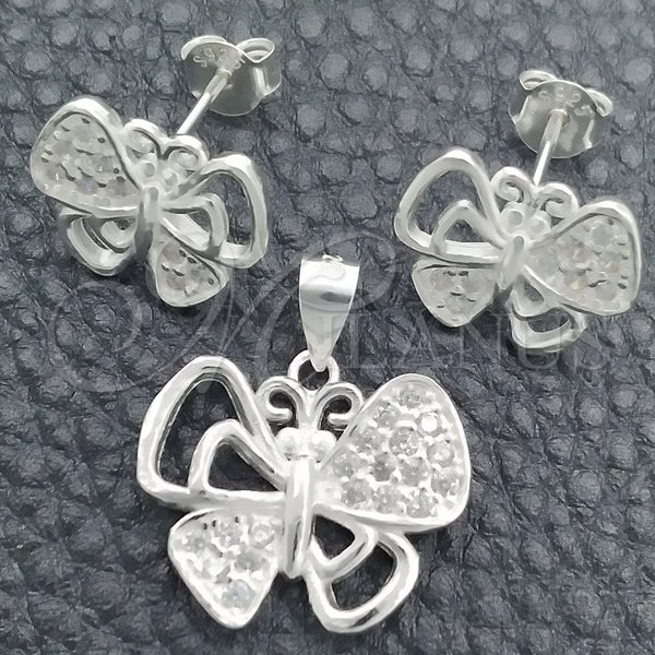 Sterling Silver Ring — Earring and Pendant Adult Set Butterfly Design Polished — main product view — SKU 147670 | Plata 925 anillo — Earring and Pendant Adult Set Butterfly diseño pulido — SKU 147670