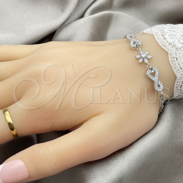 Sterling Silver Bracelet — Fancy Bracelet Flower Design with White Cubic Zirconia — alternate product view — SKU 147671 | Plata 925 brazalete — elegante Bracelet flor diseño with blanco Cubic Zirconia — SKU 147671