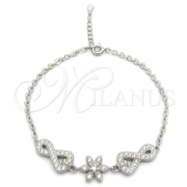 Sterling Silver Bracelet — Fancy Bracelet Flower Design with White Cubic Zirconia — main product view — SKU 147671 | Plata 925 brazalete — elegante Bracelet flor diseño with blanco Cubic Zirconia — SKU 147671