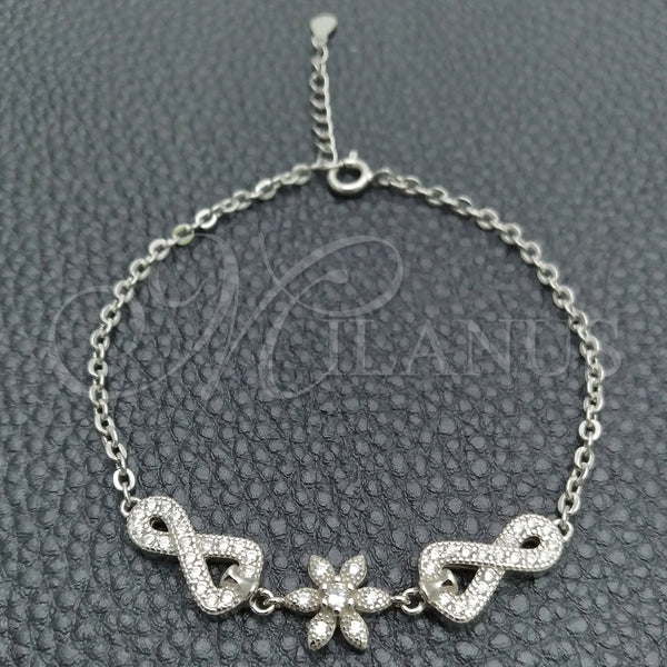 Sterling Silver Bracelet — Fancy Bracelet Flower Design with White Cubic Zirconia — main product view — SKU 147671 | Plata 925 brazalete — elegante Bracelet flor diseño with blanco Cubic Zirconia — SKU 147671