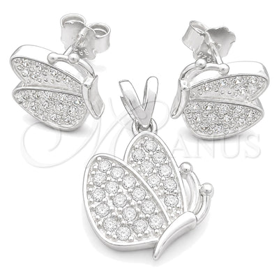 Sterling Silver Earring and Pendant Adult Set, Butterfly Design, Polished, Silver Finish, 10.398.0021 for wholesale, main product view