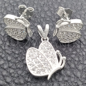 Sterling Silver Ring — Earring and Pendant Adult Set Butterfly Design Polished — main product view — SKU 147673 | Plata 925 anillo — Earring and Pendant Adult Set Butterfly diseño pulido — SKU 147673