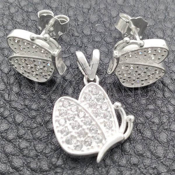 Sterling Silver Ring — Earring and Pendant Adult Set Butterfly Design Polished — main product view — SKU 147673 | Plata 925 anillo — Earring and Pendant Adult Set Butterfly diseño pulido — SKU 147673