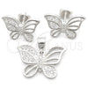 Sterling Silver Earring and Pendant Adult Set, Butterfly Design, Polished, Silver Finish, 10.398.0022
