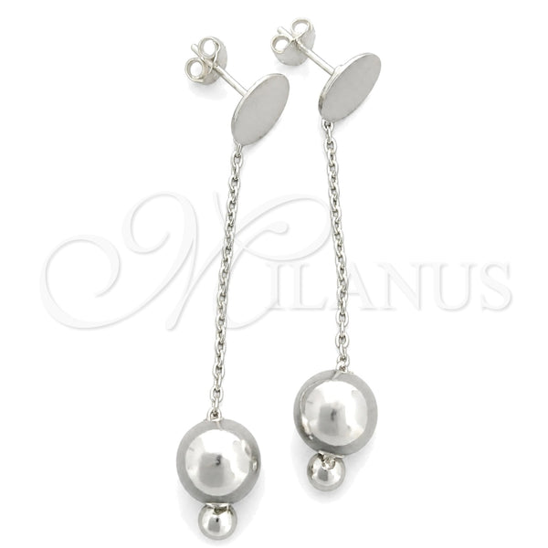 Sterling Silver Long Earring, Ball Design, Polished, Silver Finish, 02.399.0001