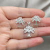 Sterling Silver Earring and Pendant Adult Set, Tree Design, Polished, Silver Finish, 10.398.0024