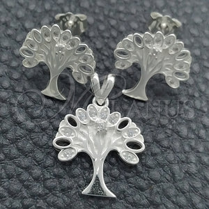 Sterling Silver Ring — Earring and Pendant Adult Set Tree Design Polished — main product view — SKU 147677 | Plata 925 anillo — Earring and Pendant Adult Set Tree diseño pulido — SKU 147677