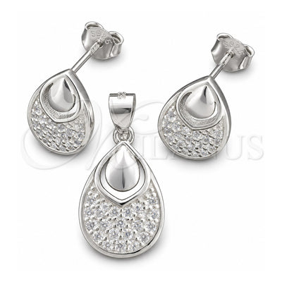 Sterling Silver Earring and Pendant Adult Set, Teardrop Design, Polished, Silver Finish, 10.398.0025