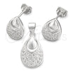 Sterling Silver Earring and Pendant Adult Set, Teardrop Design, Polished, Silver Finish, 10.398.0025
