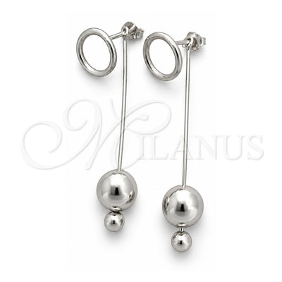 Sterling Silver Long Earring, Ball Design, Polished, Silver Finish, 02.399.0002