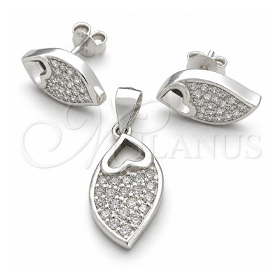 Sterling Silver Earring and Pendant Adult Set, Teardrop Design, Polished, Silver Finish, 10.398.0026