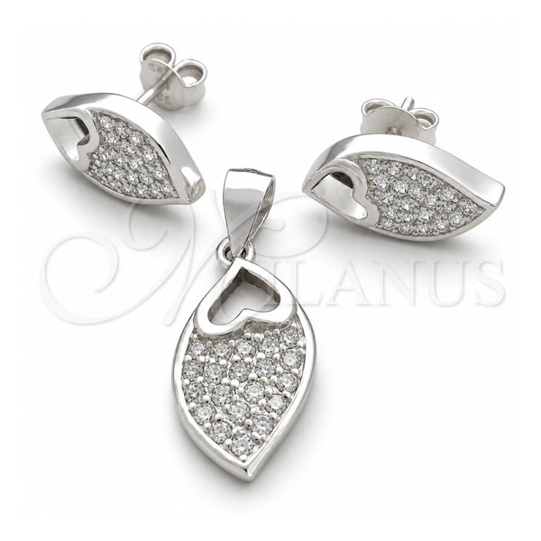 Sterling Silver Earring and Pendant Adult Set, Teardrop Design, Polished, Silver Finish, 10.398.0026