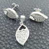 Sterling Silver Earring and Pendant Adult Set, Teardrop Design, Polished, Silver Finish, 10.398.0026