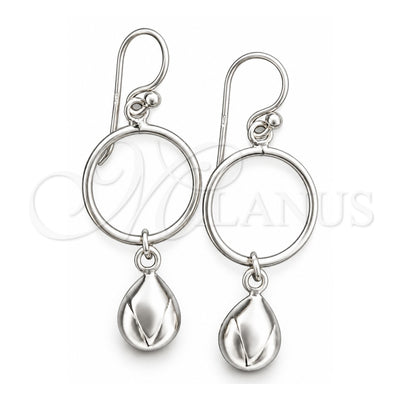 Sterling Silver Long Earring, Teardrop Design, Polished, Silver Finish, 02.399.0003