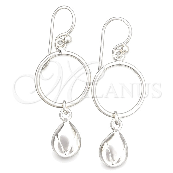 Sterling Silver Long Earring, Teardrop Design, Polished, Silver Finish, 02.399.0003