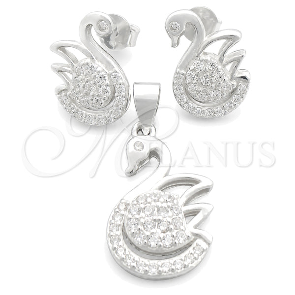 Sterling Silver Ring — Earring and Pendant Adult Set Swan Design Polished — main product view — SKU 147682 | Plata 925 anillo — Earring and Pendant Adult Set Swan diseño pulido — SKU 147682