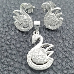 Sterling Silver Ring — Earring and Pendant Adult Set Swan Design Polished — main product view — SKU 147682 | Plata 925 anillo — Earring and Pendant Adult Set Swan diseño pulido — SKU 147682